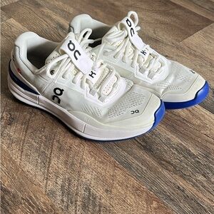 On Running White and Blue Sneakers